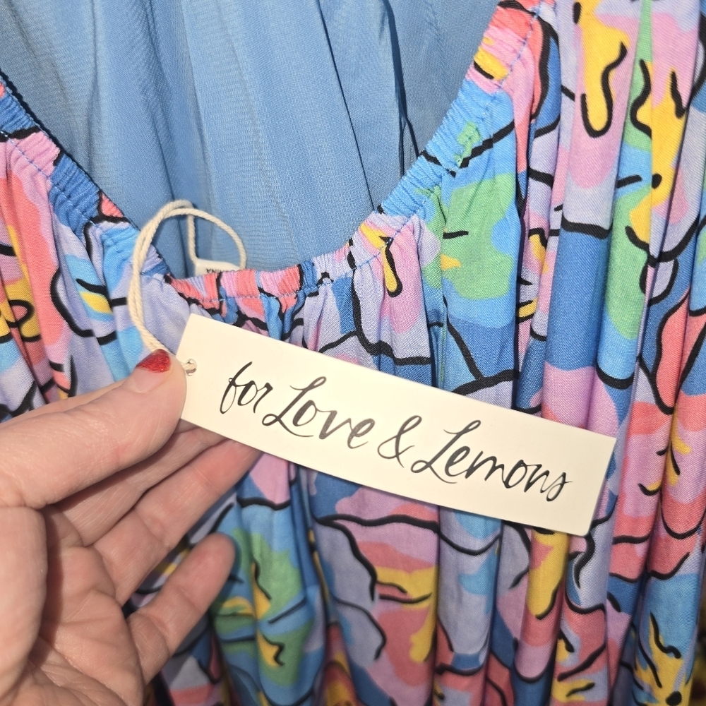 For Love & Lemons Yasmin Open Back Maxi Dress Pink Blue NWT Size Sm. - Picture 12 of 14